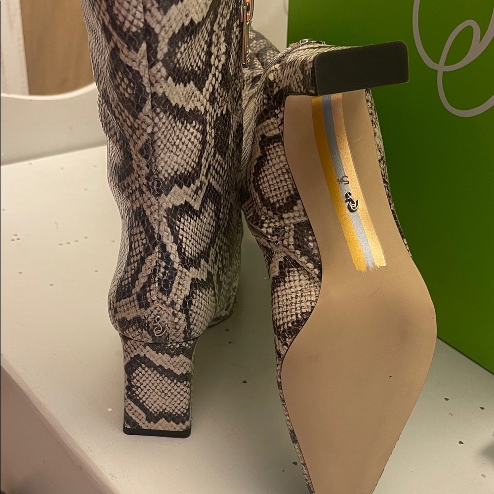 Sam Edelman Snake Print Heeled Boots - Picture 4 of 5